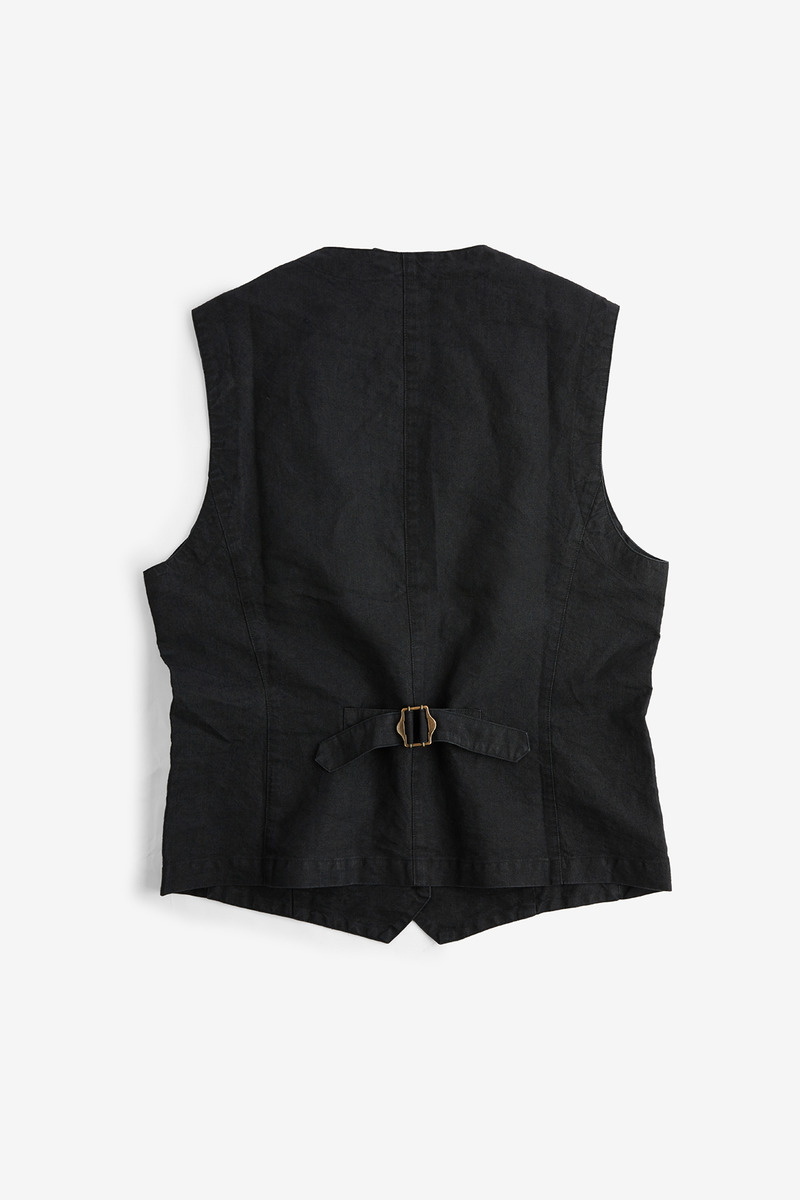 Japanese paper linen french work vest,unisex-2