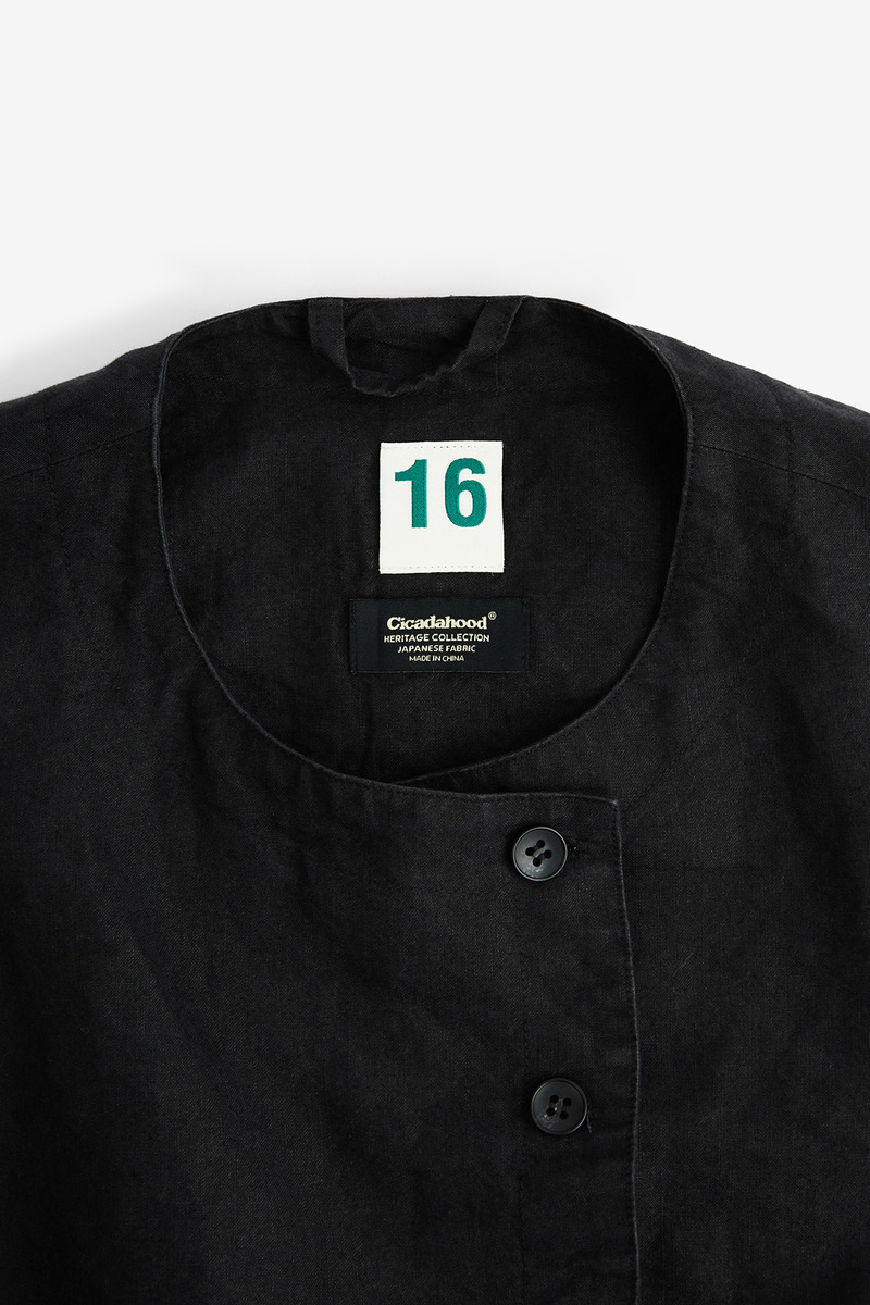 Japanese paper linen french work vest,unisex-4