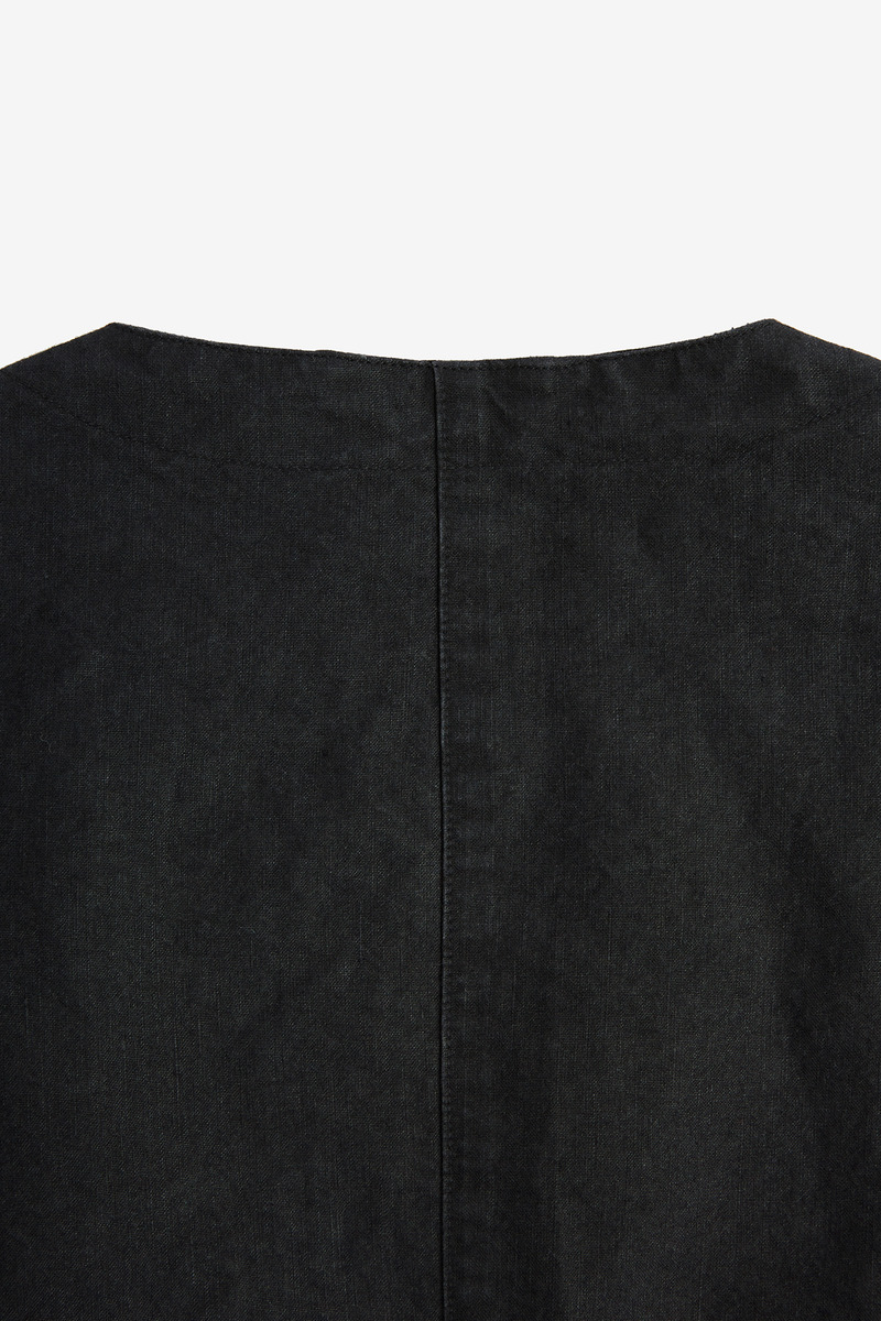 Japanese paper linen french work vest,unisex-5