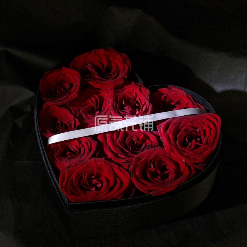 原气花铺-花店-上海-北京永恒——进口红玫瑰心形花盒-1