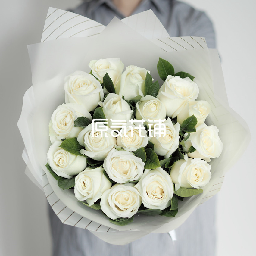 原气花铺-花店-上海-北京北极星--纯色玫瑰花束-1