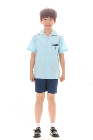 中学夏季天蓝色短袖衬衫