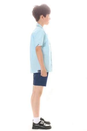 中学夏季天蓝色短袖衬衫-3