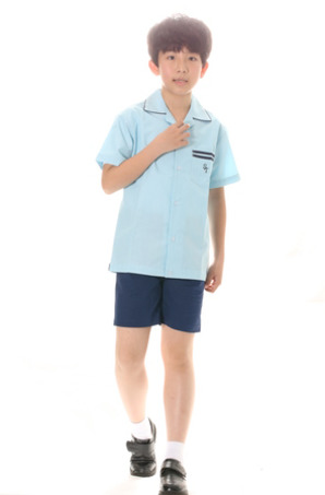 中学夏季天蓝色短袖衬衫-2