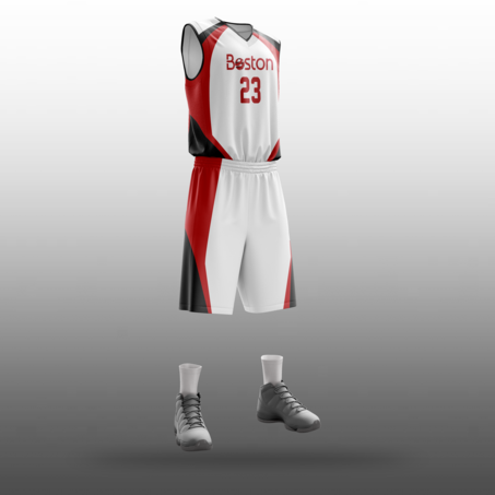 Boston Boys White Basketball Uniforms-2