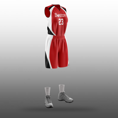Boston Girls Red Basketball Uniforms-2