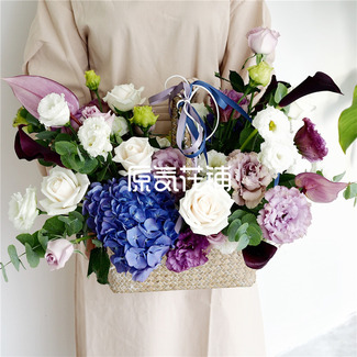 夏夜--蓝色系花篮