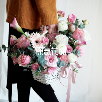 Bonjour--粉色系花篮