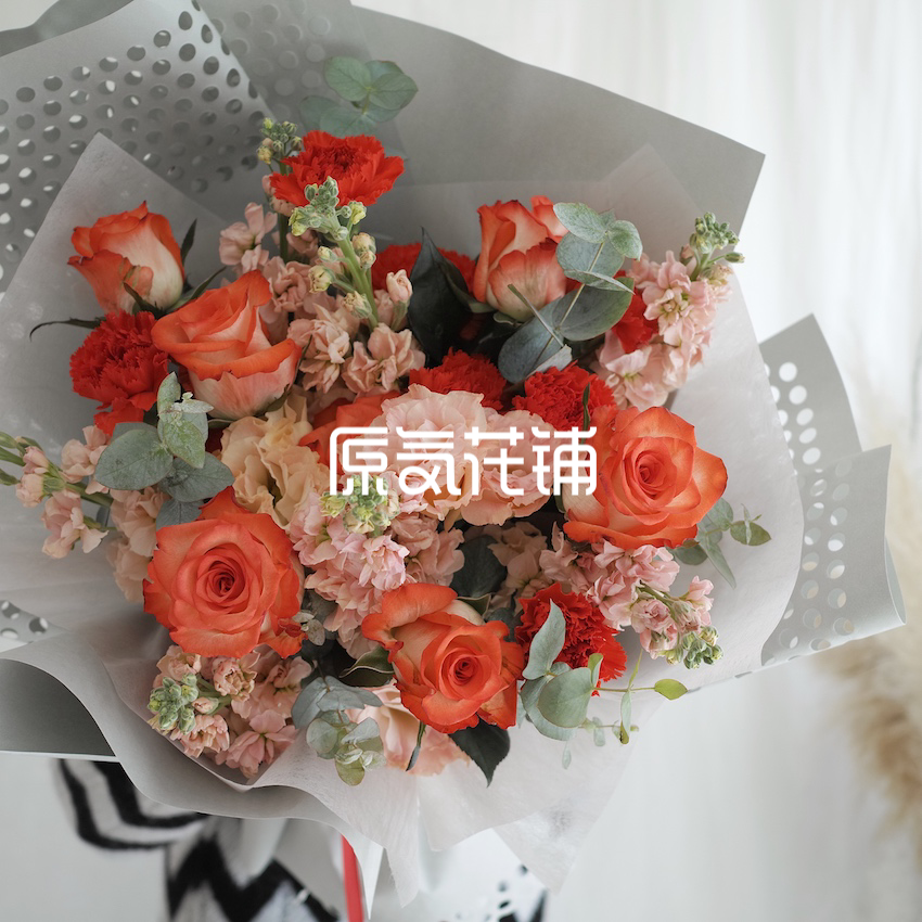 原气花铺-花店-上海-北京胭脂扣玫瑰花束-2