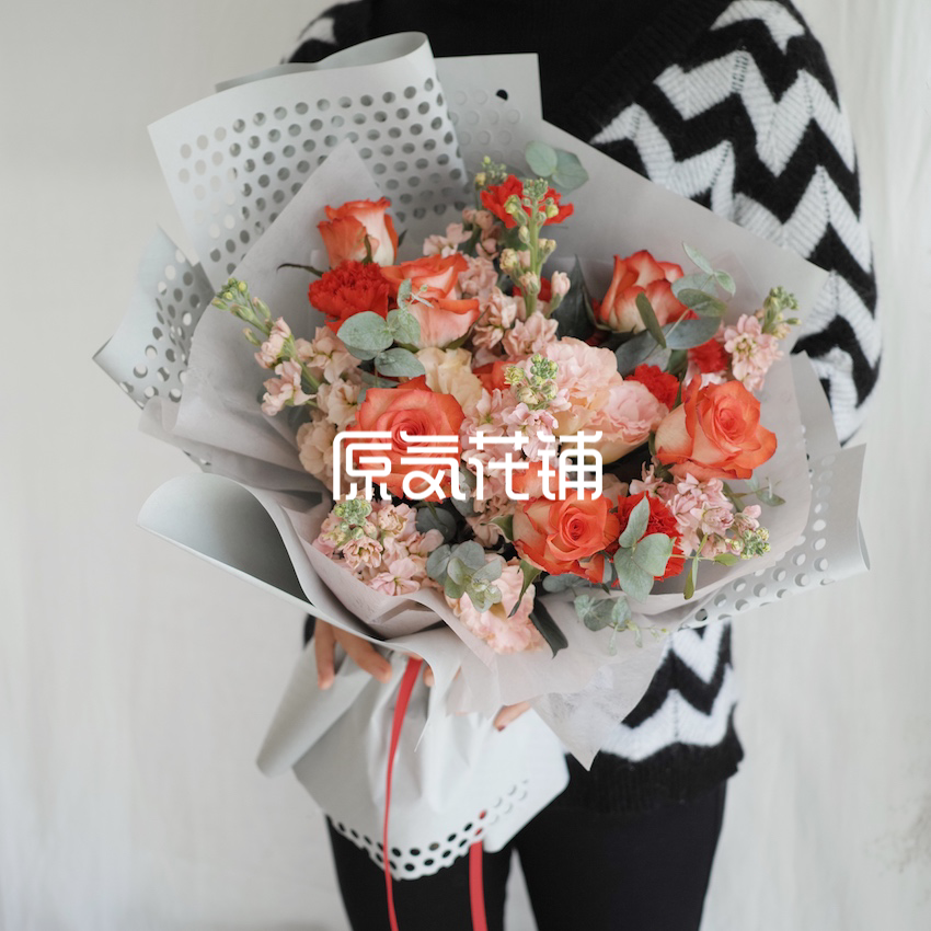 原气花铺-花店-上海-北京胭脂扣玫瑰花束-4
