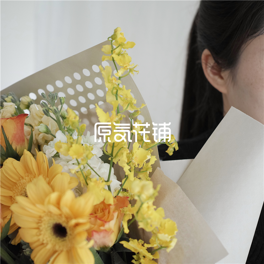 原气花铺-花店-上海-北京Sunshine--黄金海岸玫瑰紫罗兰花束-3