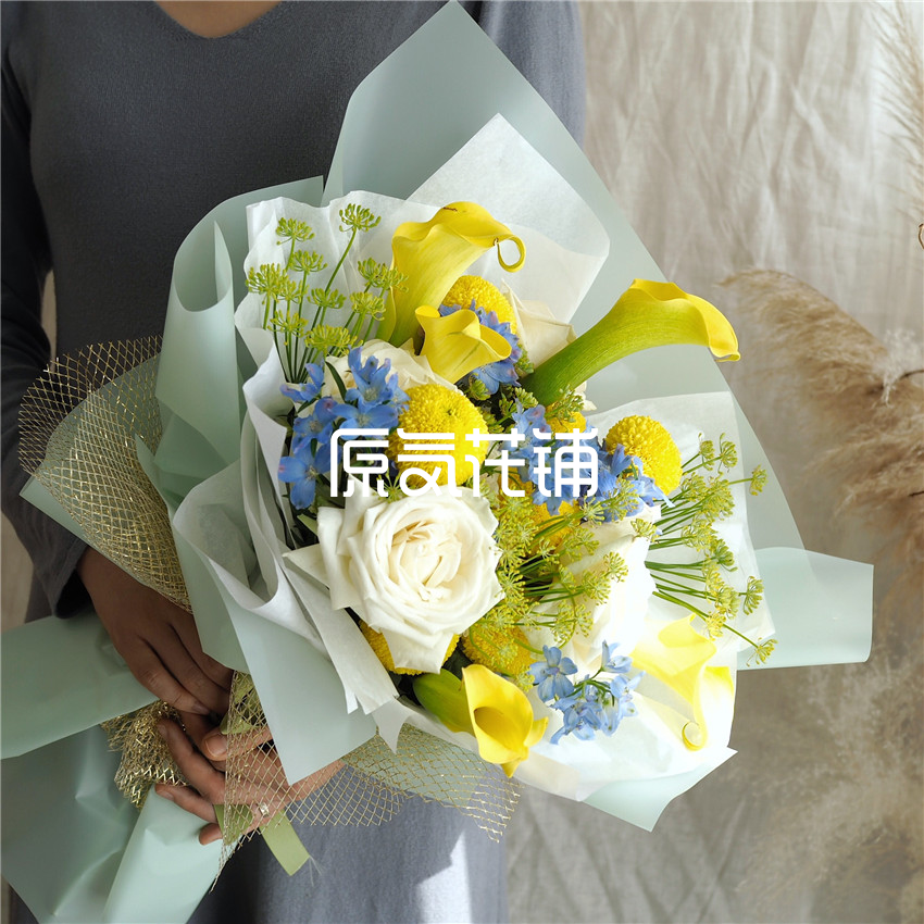 莫吉托 海芋荔枝玫瑰飞燕草乒乓菊花束 莫吉托 海芋荔枝玫瑰飞燕草乒乓菊花束