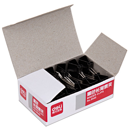 得力9545/5#盒装黑色长尾票夹(12盒/箱,3盒起订)-2