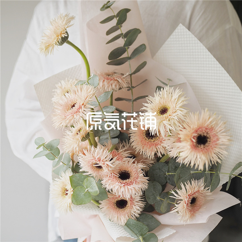 原气花铺-花店-上海-北京那些花儿--淡粉色拉丝弗朗花束-3