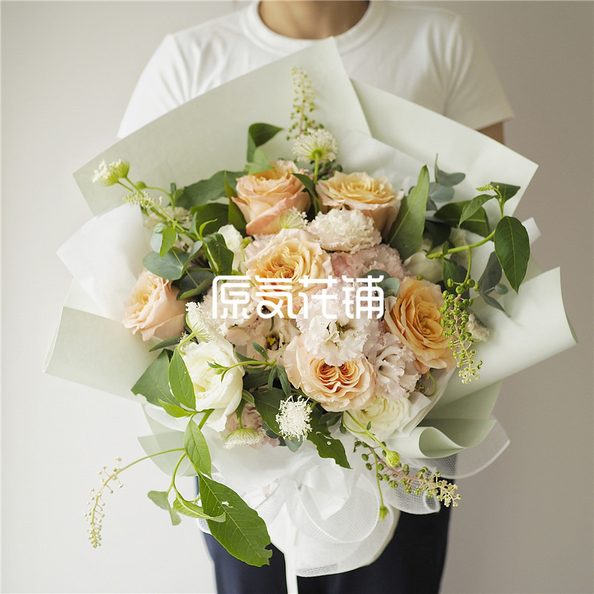 原气花铺-花店-上海-北京夏日香气--厄瓜多尔玫瑰翠珠花束-2