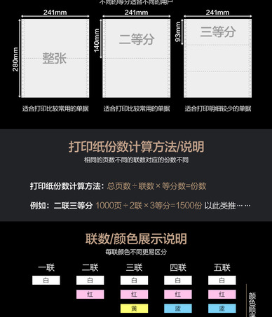 得力塞纳河N241-3CS电脑打印纸(彩色撕边)(箱)-3