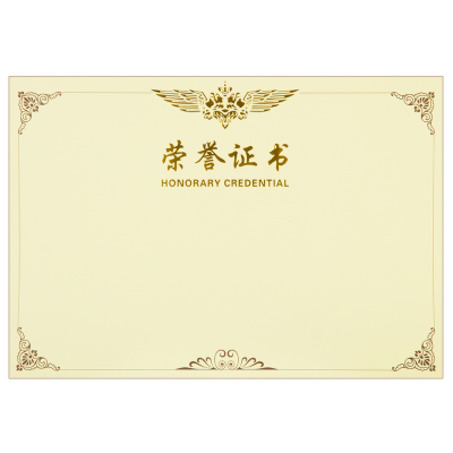 得力3231荣誉证书内芯(黄)-8K(50张/包)-2