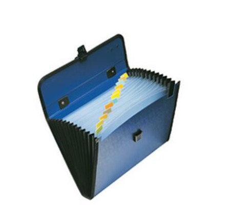 齐心 KF412TJ 易分类手提式风琴包 A4 13袋(黑、蓝）(12个/盒)-3