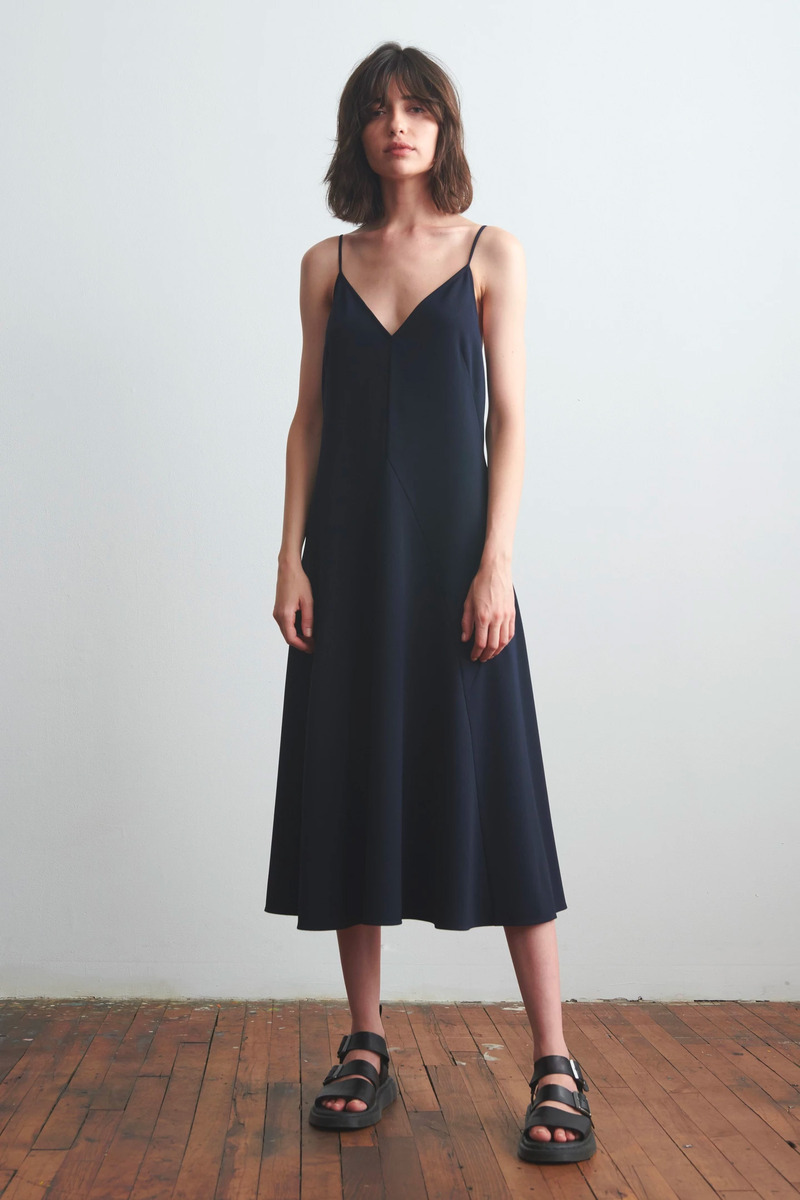 SILK SHIRT DRESS NAVY PRINT