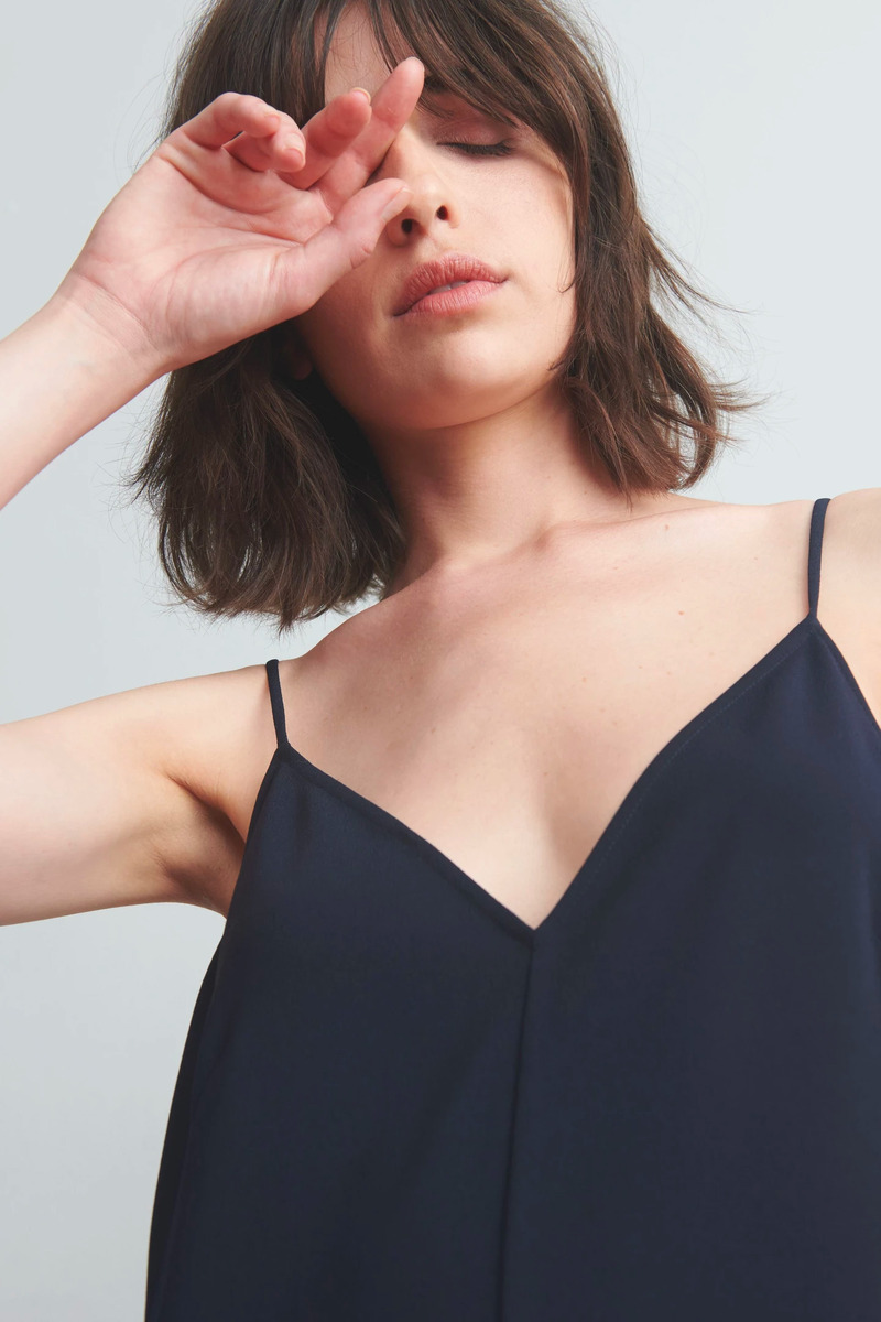 SILK SHIRT DRESS NAVY PRINT