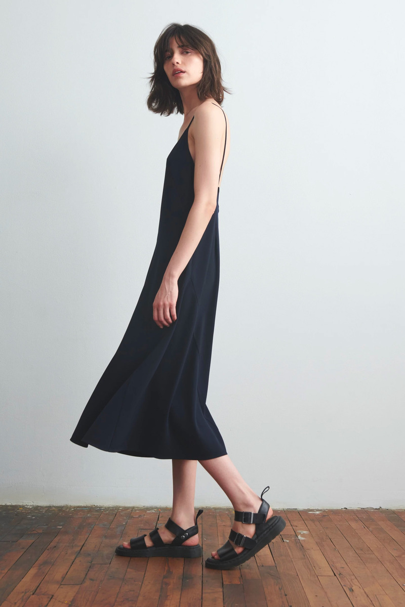 SILK SHIRT DRESS NAVY PRINT