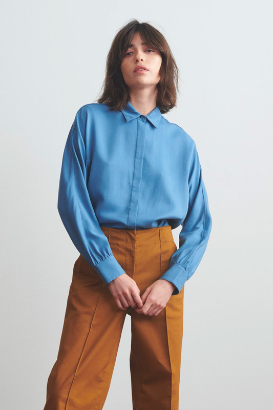 SILK SHIRT DRESS NAVY PRINT