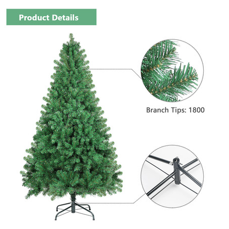 SHareconn 8ft Unlit Premium Artificial Spruce Hinged Christmas Tree with 800 Branch Tips and Metal-5