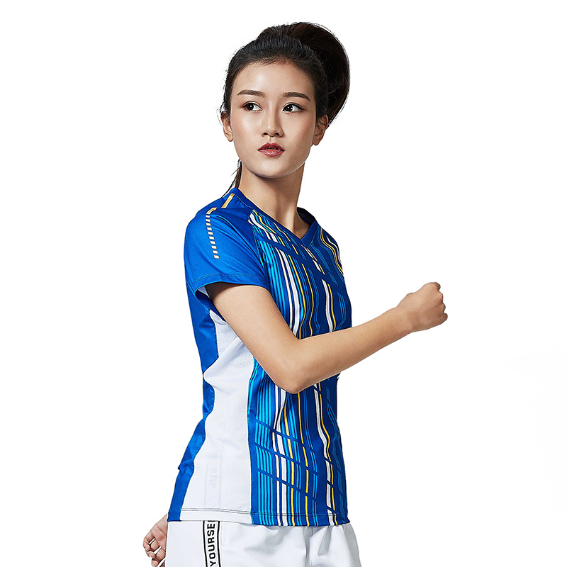 女款V领短袖T恤 ST-R2206 彩蓝