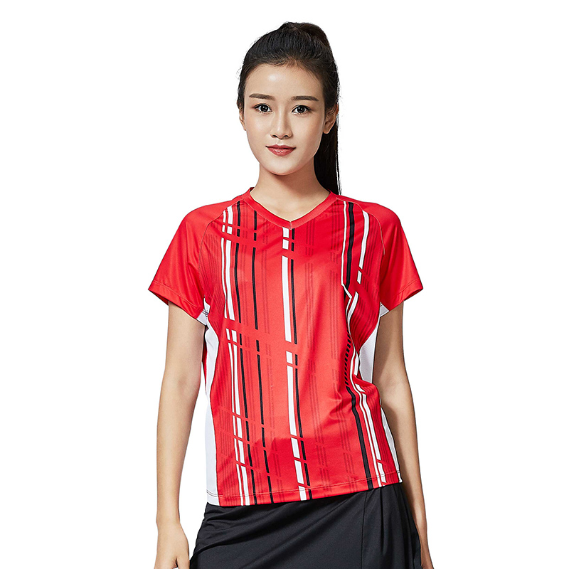 女款V领短袖T恤 ST-R2206 红色