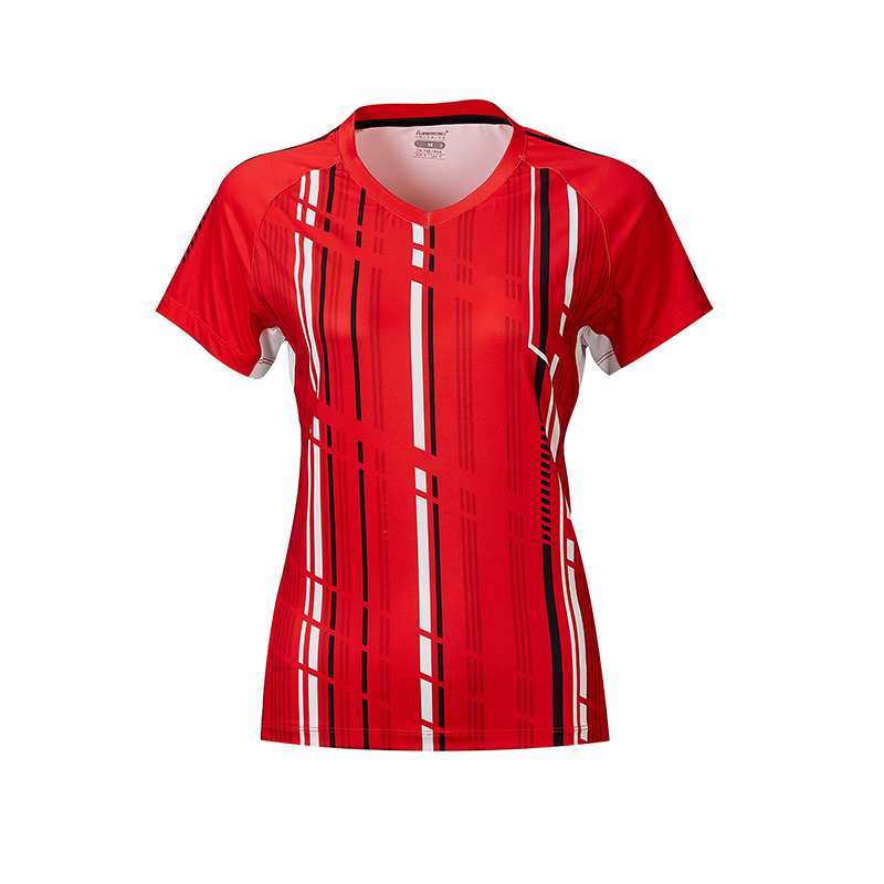 女款V领短袖T恤 ST-R2206 红色-2