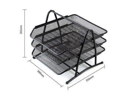 钊盛黑色金属网格三层文件盘