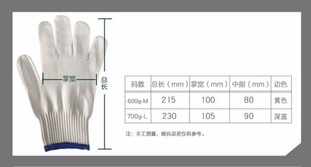 优质黄边白线手套(10双/扎,5双起订)-3