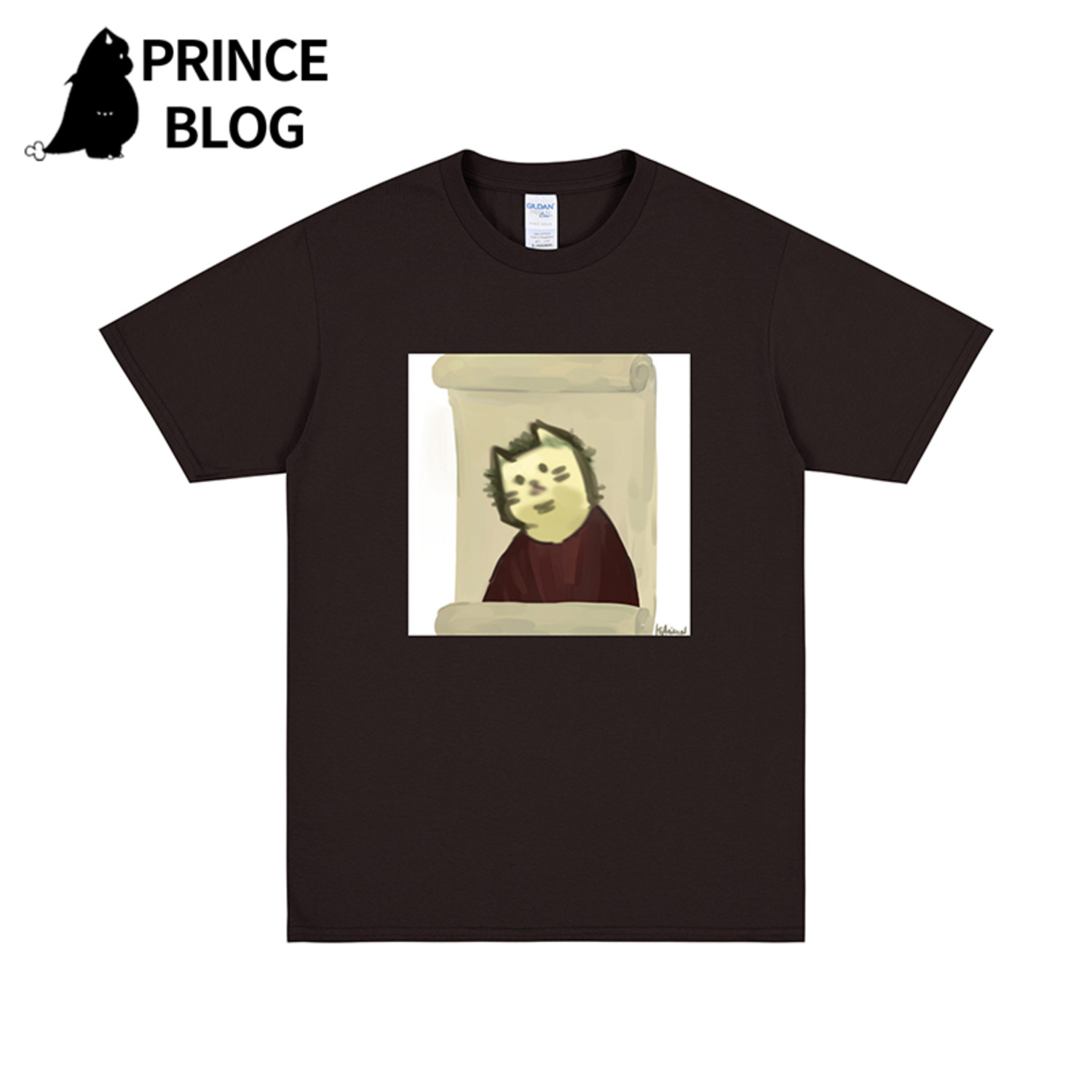 PrinceBlogHiAnimal漫画摸凹猫印花日系休闲潮流情侣短袖T恤-2
