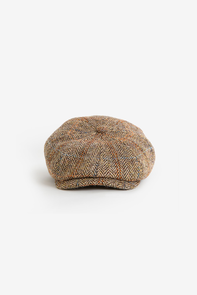 British harrts tweed herringbone wool newsboy cap