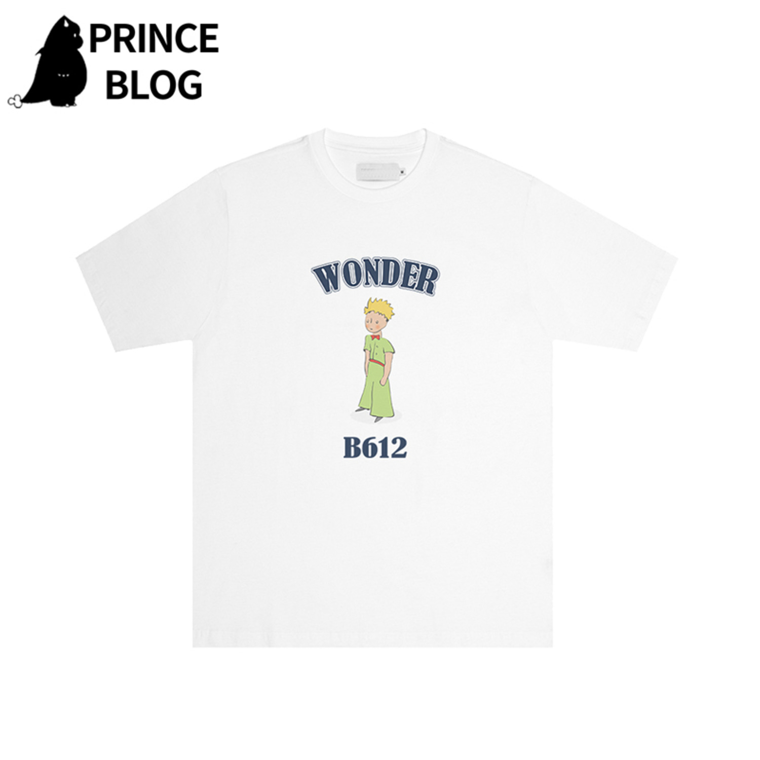 PrinceBlog新款 小王子商店联名印花百搭宽松男女黑白纯棉圆领T恤-2