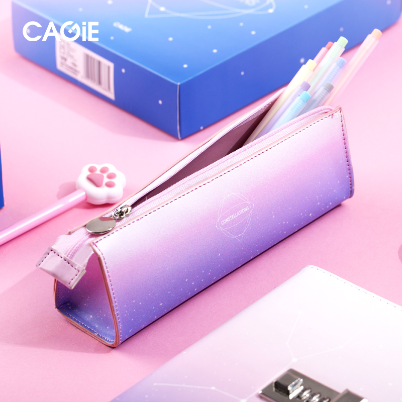 cfbd05 粉紫浪漫星空笔袋 皮质防水 收纳袋