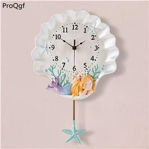 69usd Ngryise 1 set home pretty fish girl series clock