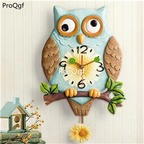 69usd Ngryise 1 set owl family series wall hanging clock