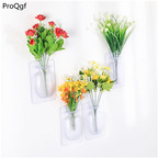 12usd Prodgf 2Pcs A Set flower vase  sticker wall decoration transparent