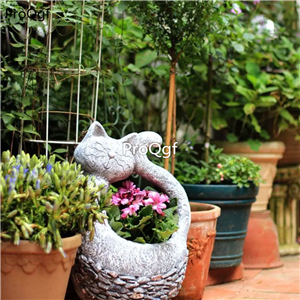 59usd Ngryise 1 Set Courtyard cat or frog series flower pot statue