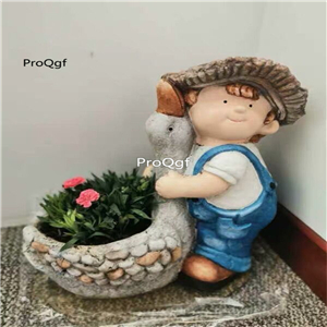 59usd Ngryise 1 Set Creative girl boy hug duck series garden statue