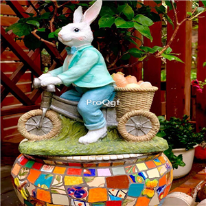 59usd Ngryise 1 Set Creative driving bicycle rabbit series garden statue