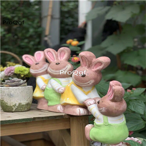 59usd Ngryise 1 Set Creative help each other rabbit series garden statue