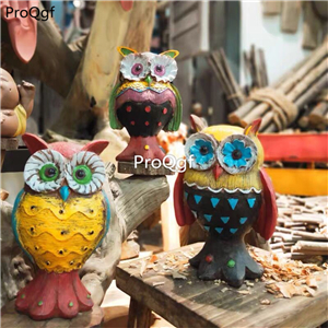 49usd Ngryise 1 Set Minshuku owl family series garden statue
