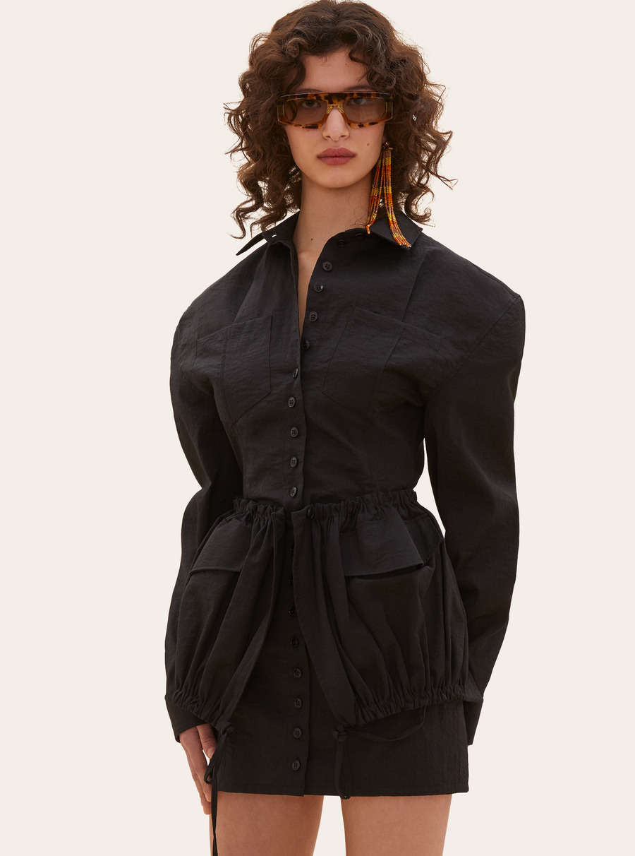 廓形立领双排扣风衣-4