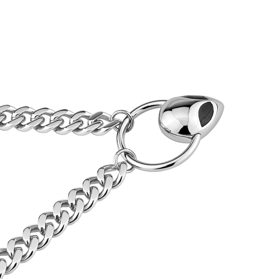 外星人环形吊坠钛钢项链-5