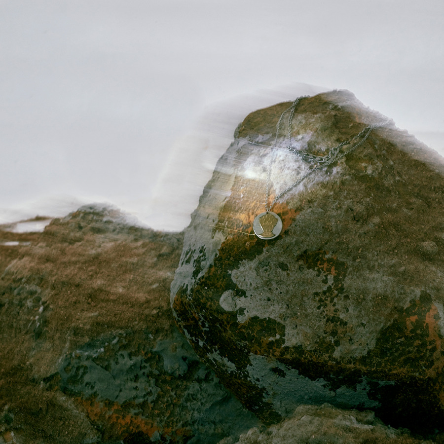 金银拼色外星人吊坠双层钛钢项链-3