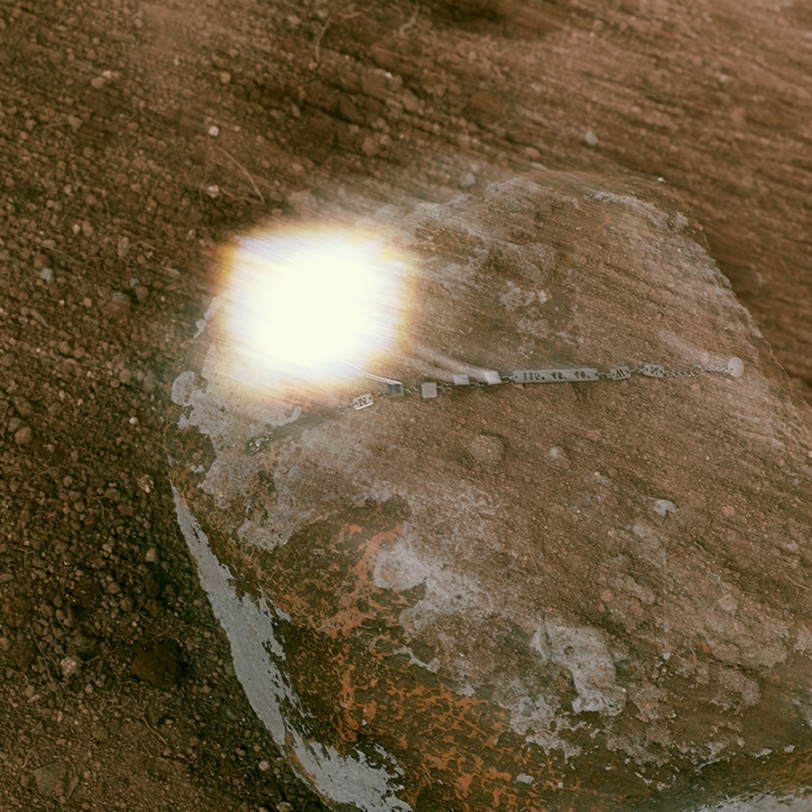 方块经纬度装饰钛钢手链-4