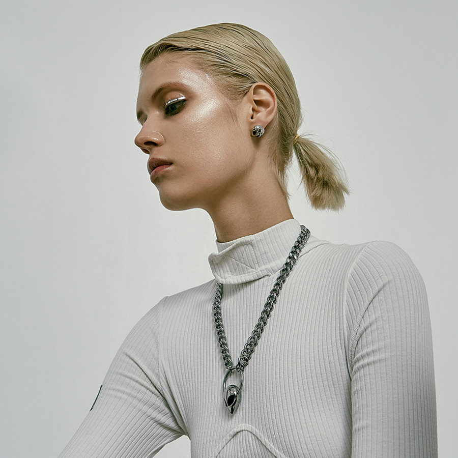 外星人环形吊坠钛钢项链-2