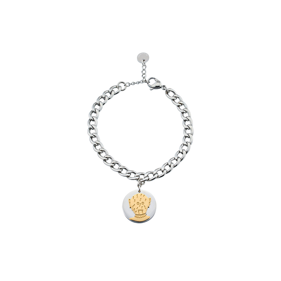 金银拼色外星人吊坠钛钢手链